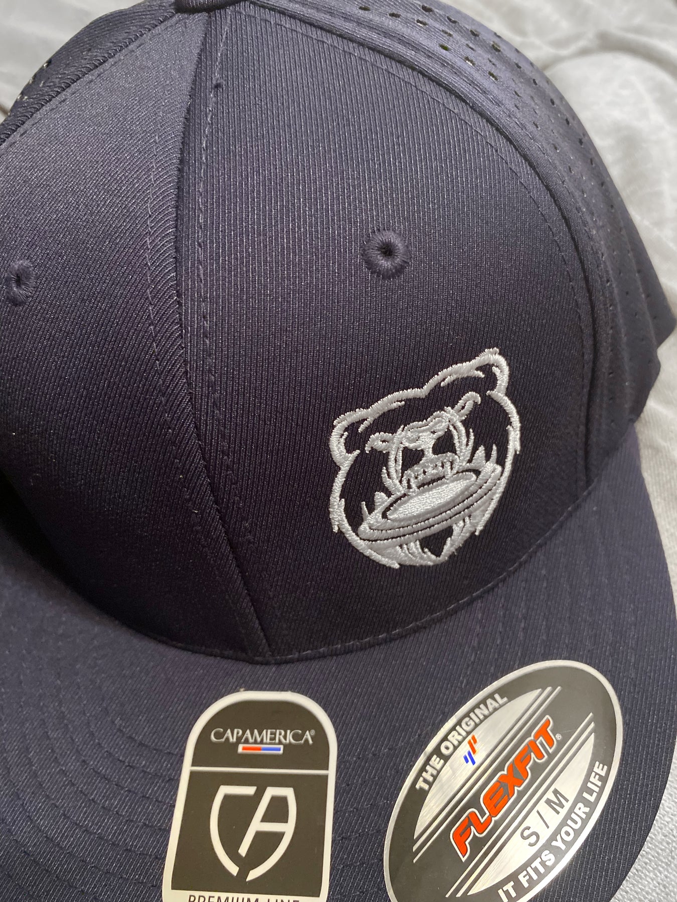 Cap America Flexfit® Navy Perforated Performance Cap Bear Logo – Barepelt